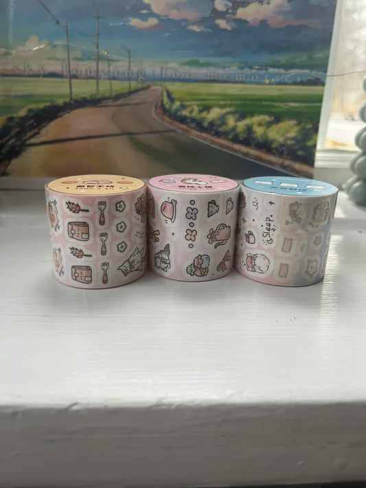 Kawaii Klistemärkes Rullar -- Mat, efterrätt och katt design