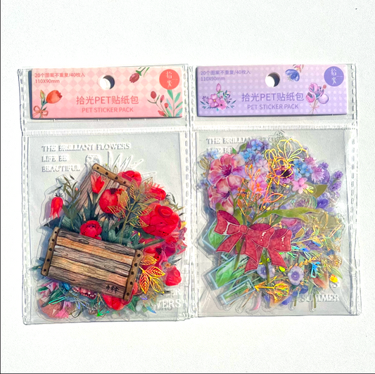LIMITED EDITION Violett och Farmers rose blommiga klistermärken
