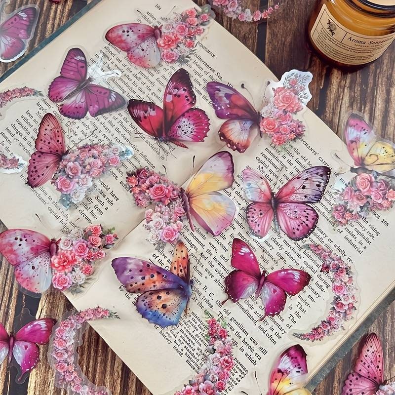 30pcs Vintage Butterfly Floral Stickers, Scrapbooking, Laptop stickers, Decals