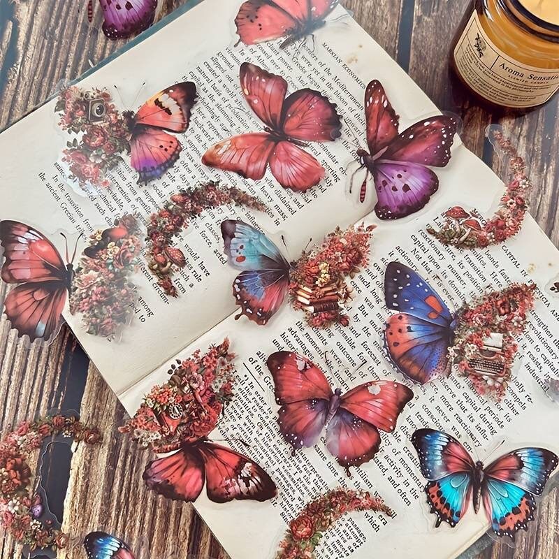 30pcs Vintage Butterfly Floral Stickers, Scrapbooking, Laptop stickers, Decals
